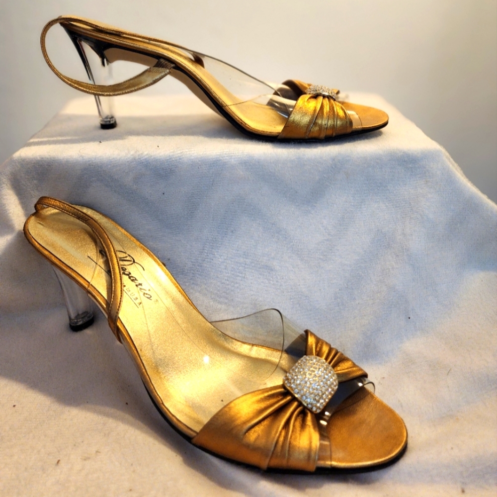 Dezario gold sling back with bling
